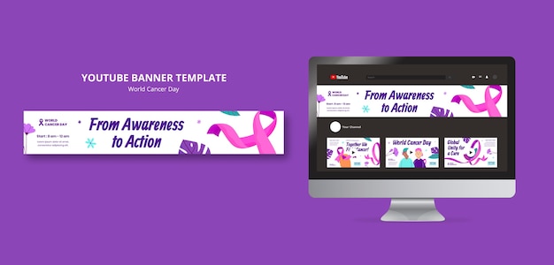 無料PSD 世界がんデーに関する youtube バナー