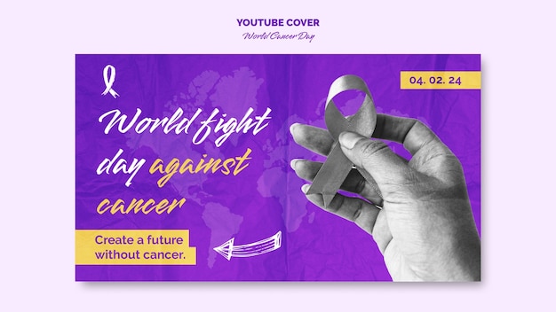 PSD gratuito copertina di youtube per la giornata mondiale del cancro