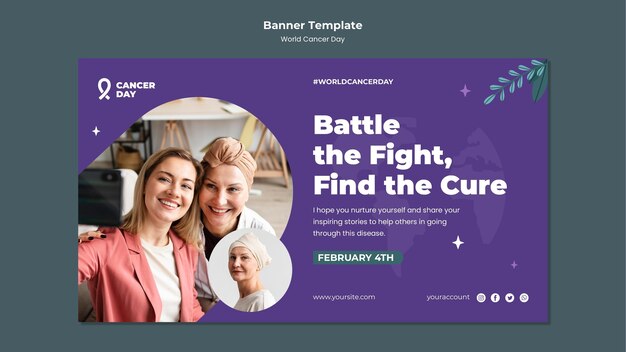 World cancer day horizontal banner template