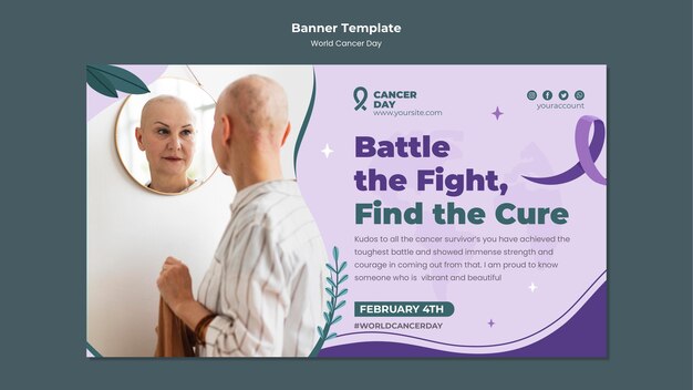 World cancer day horizontal banner template