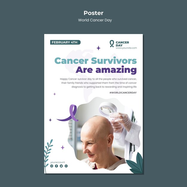 World cancer day horizontal print template