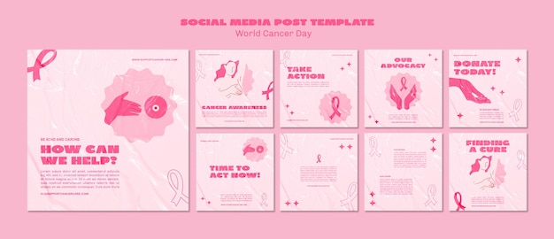 Бесплатный PSD Дизайн поста в instagram со всемирным днем рака