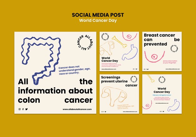 World cancer day instagram posts design template