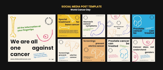 Modello di progettazione di post di instagram per la giornata mondiale del cancro