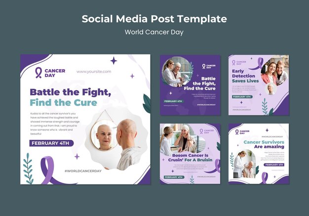 World cancer day instagram posts set