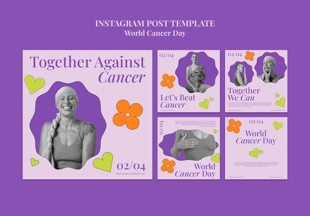 PSD gratuito post di instagram per la giornata mondiale contro il cancro