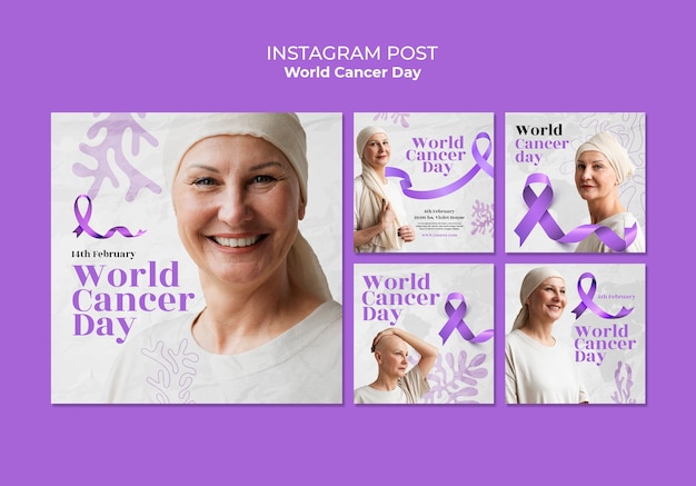 PSD gratuito post su instagram per la giornata mondiale del cancro