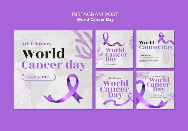 PSD gratuito post su instagram per la giornata mondiale del cancro