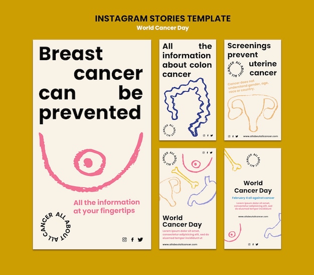 World cancer day instagram stories design template