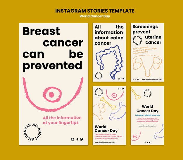 World cancer day instagram stories design template