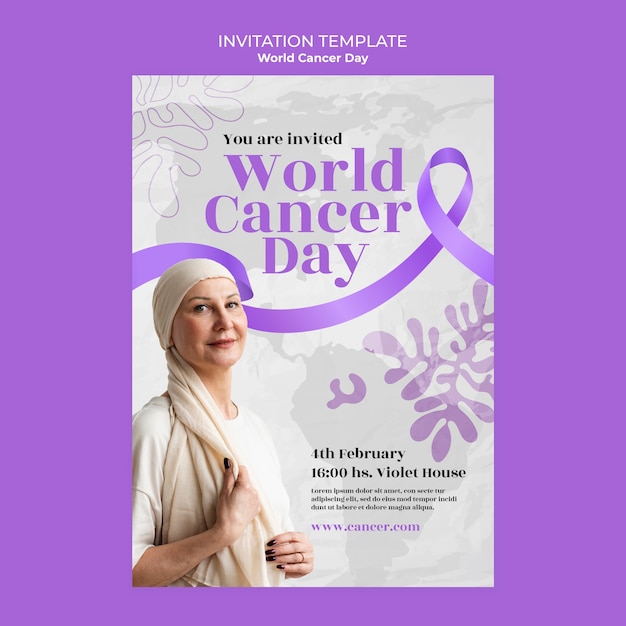 Free PSD world cancer day invitation template