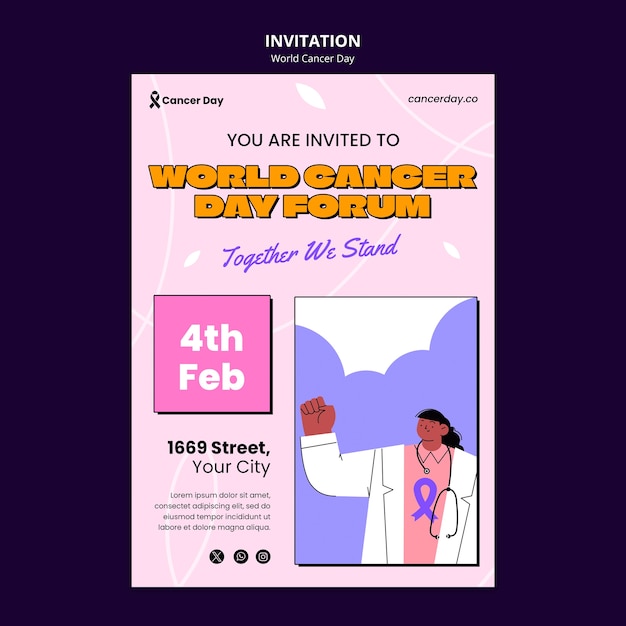 World cancer day invitation template