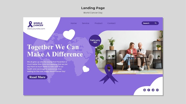 World cancer day landing page template