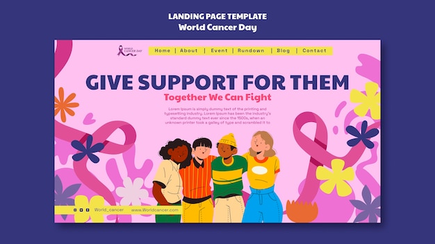 Free PSD world cancer day landing page template