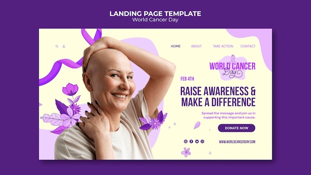 Free PSD world cancer day landing page template