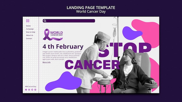 Free PSD world cancer day landing page template