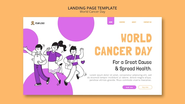 Modello di pagina di destinazione della giornata mondiale del cancro