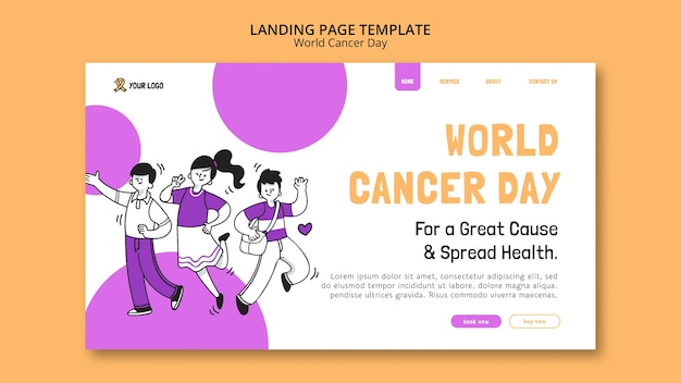 無料PSD 世界対がんデーのランディングページテンプレート