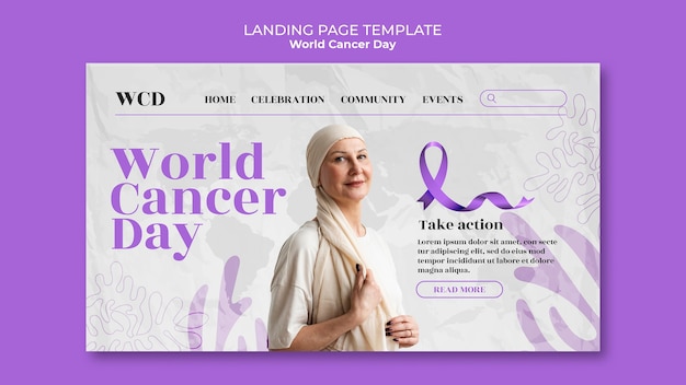 Free PSD world cancer day landing page template