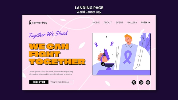 Free PSD world cancer day landing page template