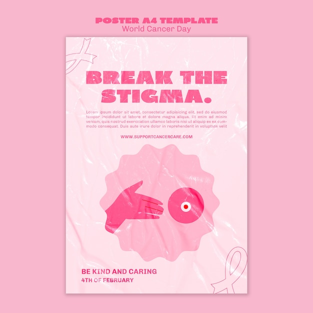 PSD gratuito design del poster per la giornata mondiale del cancro