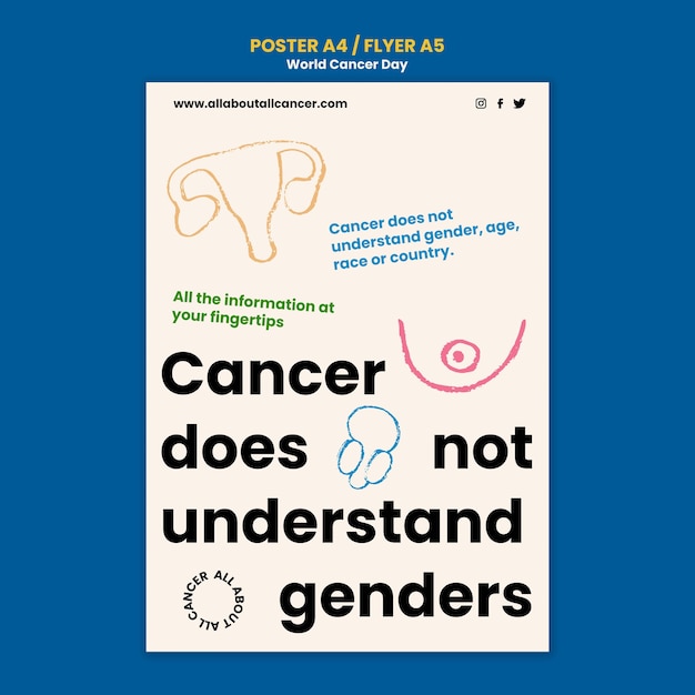 World cancer day poster or flyer design template