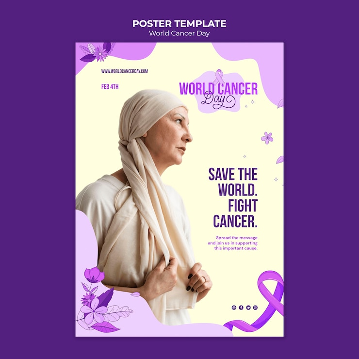Free PSD world cancer day poster template