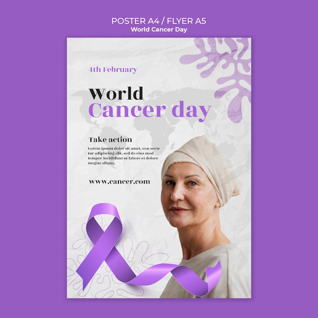 PSD gratuito modello di poster per la giornata mondiale del cancro