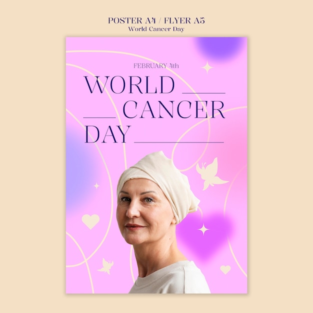 PSD gratuito modello di poster per la giornata mondiale del cancro