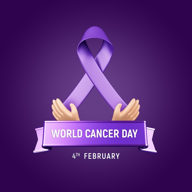 Free PSD world cancer day purple ribbon social media post template