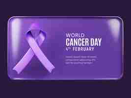 Free PSD world cancer day purple ribbon social media post template