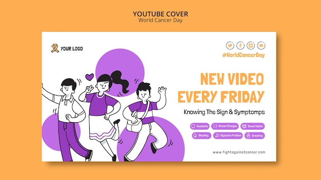 Free PSD world cancer day youtube cover template