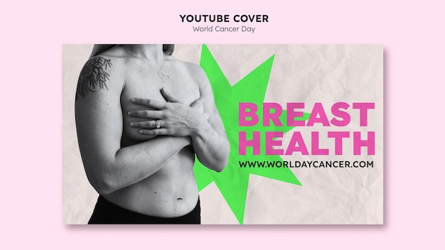 Бесплатный PSD Обложка youtube всемирного дня борьбы против рака