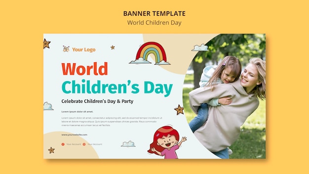 PSD gratuito modello di banner per la giornata mondiale dei bambini