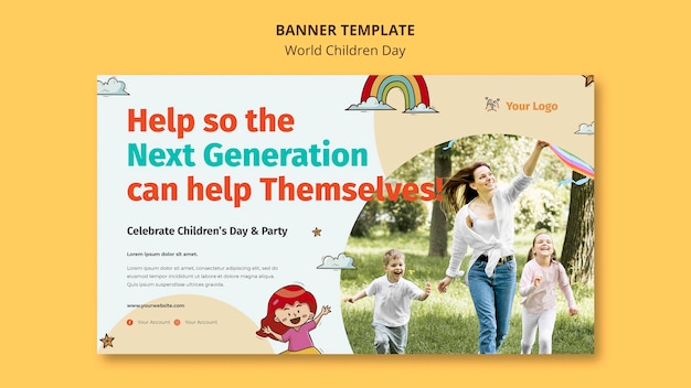 Free PSD world children day banner template