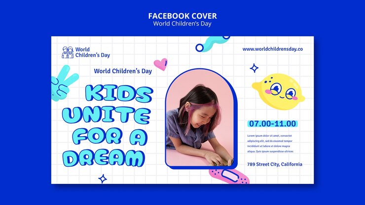 Free PSD world children's day facebook cover