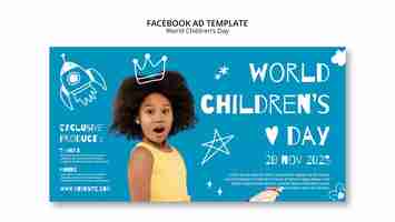 Free PSD world children's day  facebook template