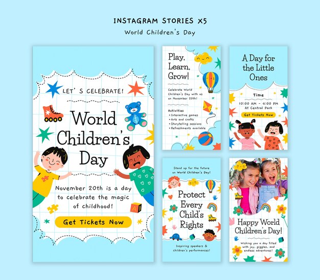World children's day instagram stories template design