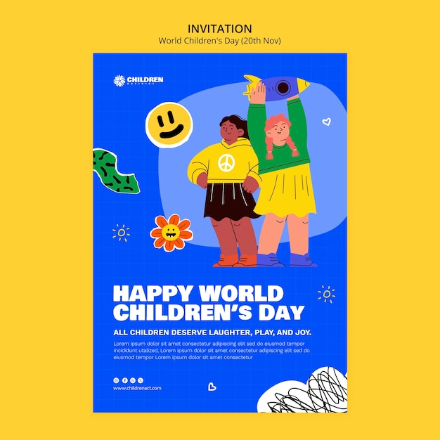 Free PSD world children's day  invitation template