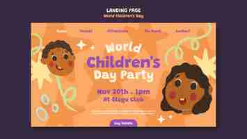 Free PSD world children's day landing page template design