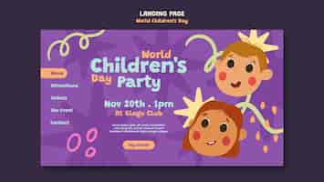 Free PSD world children's day landing page template design