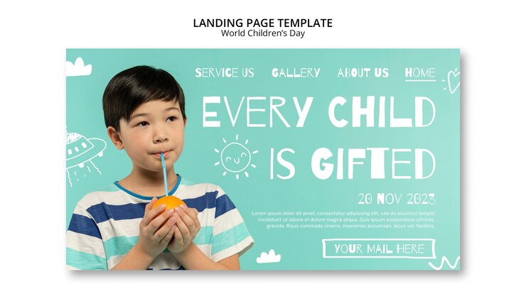 無料PSD 世界児童の日 ランディングページのテンプレート