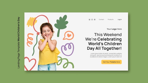 Free PSD world children's day  landing page template