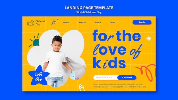 Free PSD world children's day  landing page template