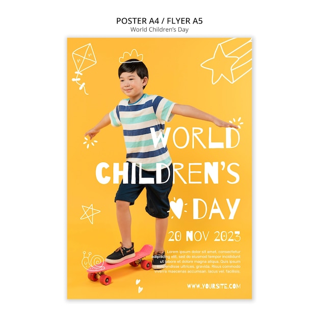 Free PSD world children's day  poster template