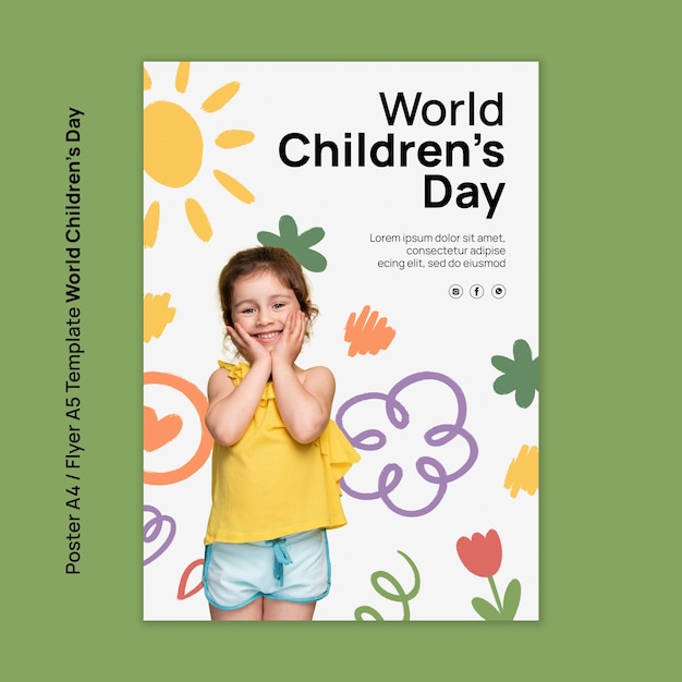 Free PSD world children's day  poster template