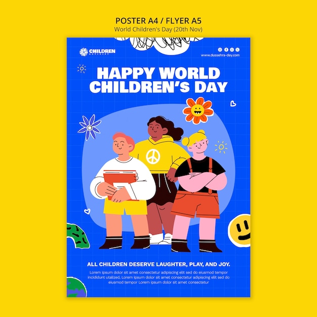 Free PSD world children's day  poster template