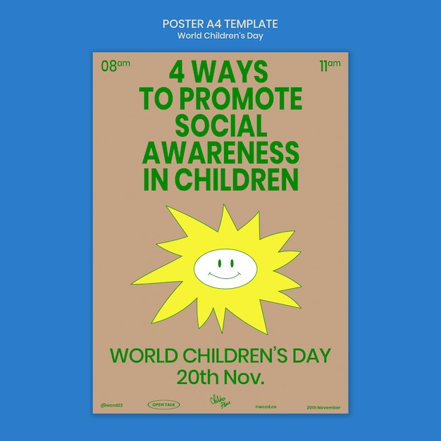 World children's day template design