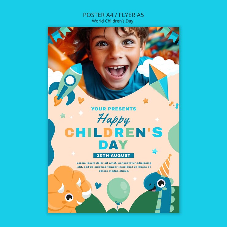 Free PSD world children's day template  design