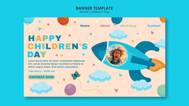 Бесплатный PSD Дизайн шаблона всемирного дня защиты детей